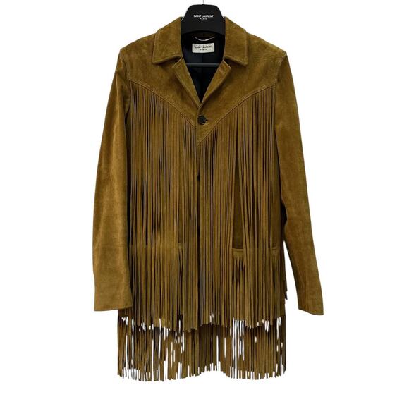 Saint Laurent Mustard Suede Fringe Jacket Sz.40 - Picture 1 of 7